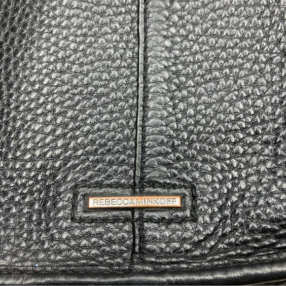 Rebecca Minkoff Pebbled Leather Mini Tote Bag 8x7" Black Minimalist - Picture 14 of 16